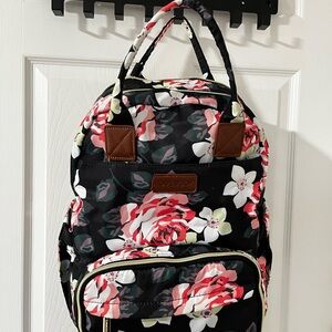 Black Floral Women's Backpack